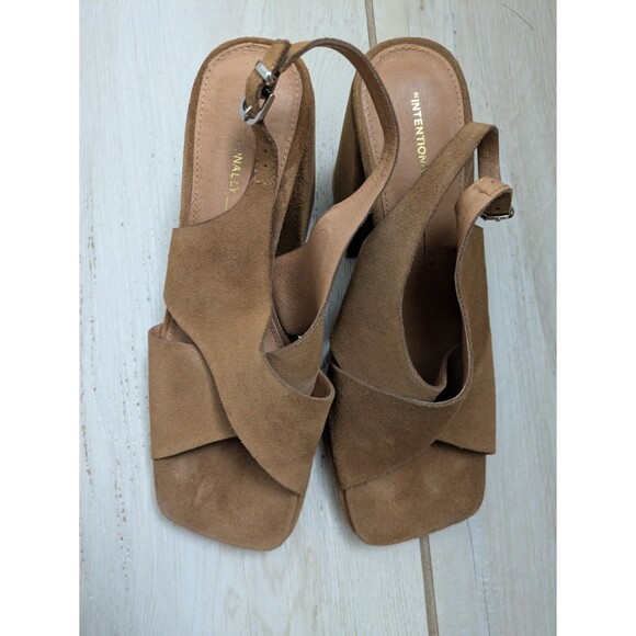 Intentionally Blank Siren Sandal Sling Back  Brown Suede Shoes 7 Whiskey - Picture 7 of 9
